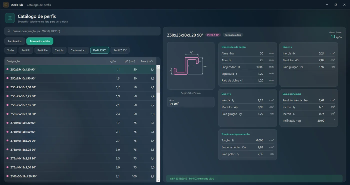 SteelHub — perfis formados a frio