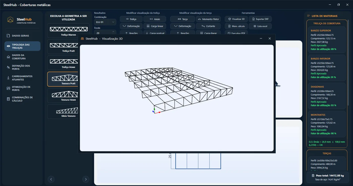 SteelHub — visualização 3D